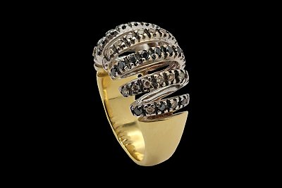 Anel 2 Cores Brilhantes Castanhos e Pretos