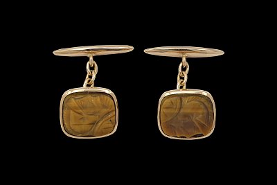 Botões de Punho Olho de Tigre Soldado Romano