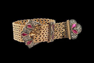 Pulseira Fivela Brilhantes Rubis